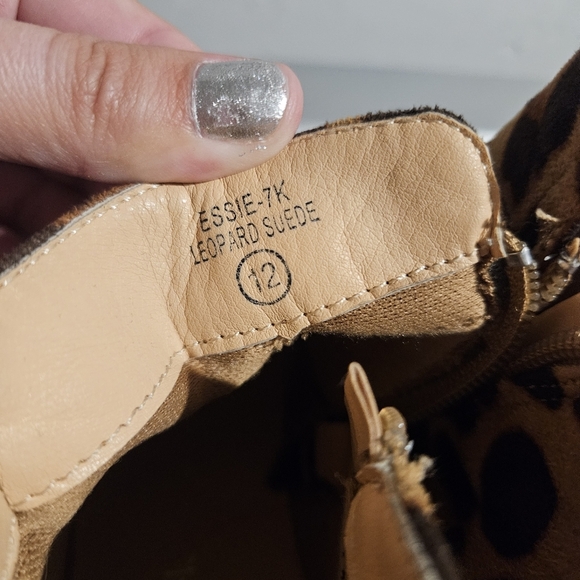 Lov Mark Little Girls 12 Leopard Print Kids Ankle Boots Gold Zipper Small Heel - Picture 5 of 7